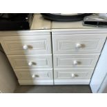 2 white bedroom chests of 3 drawers