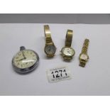A Lorus wristwatch, a Seiko wristwatch, a Rotary wrist watch and a pocket watch.