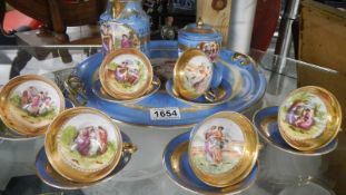 A Haas & Czjzek 15 piece chocolate/ tea set (1 cup a/f and gilding on tray worn).