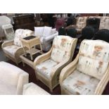 A cane conservatory suite consisting of a 2 seater sofa,