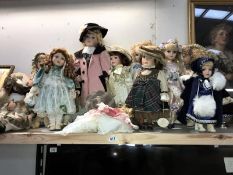 An assortment of collectable dolls