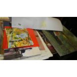 A very large portfolio of unframed oil, watercolours, various artists etc.