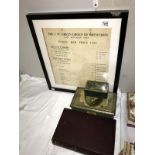 A framed and glazed public bar price list for J.W.
