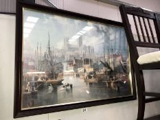 A framed & glazed print of old Brayford pool/Lincoln Cathedral