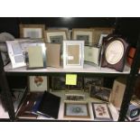 2 shelves of picture frames,