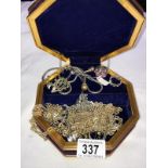 A jewellery box and mixed costume jewellery