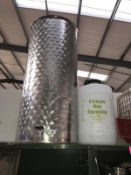 A 150 Litre stainless steel tapped storage tank and a 5 gallon plastic wine fermenter