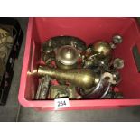 A box of metal ware mainly vases & boxes