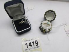 A 9ct gold ring set with opal (Birmingham 1983) and a 9ct gold ring set with diamonds (Sheffield