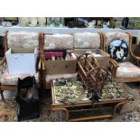 A cane conservatory suite consisting of a 2 seater sofa, 2 armchairs,