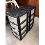 2 plastic storage drawer towers