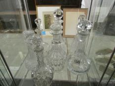 7 glass decanters.
