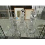 7 glass decanters.