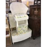 A white painted Lloyd loom set consisting of a chair,