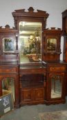 A large mahogany inlaid mirror back sideboard.