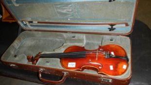 A violin with label 'Michele D Luccia Fecit Ann 1949 Italia (Saleino)',