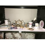 A collection of porcelain items and some bangles