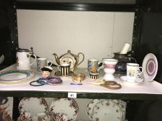 A collection of porcelain items and some bangles