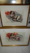 A pair of framed and glazed Pamela Guille, A. R. C. A., watercolours of nudes, both signed Guille.