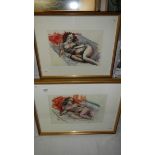 A pair of framed and glazed Pamela Guille, A. R. C. A., watercolours of nudes, both signed Guille.