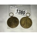 2 WW1 victory medals - G-10717 Pte. J.