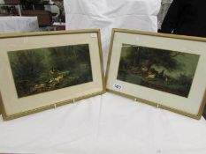 2 framed and glazed scenes of birds and ducks by E Lemmens.