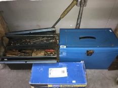 2 chests of tools together with saws,