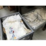 2 boxes of assorted items of linen