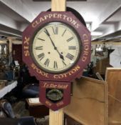 A Clappertons six spool cotton chord advertising American wall clock