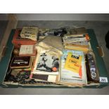 A box of photographic equipment including Agfa record camera