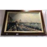 A framed print on board "The Embankment from Somerset House" by John O'Connor