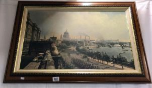 A framed print on board "The Embankment from Somerset House" by John O'Connor