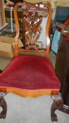 A mahogany dining/hall chair,.
