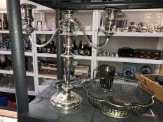 A quantity of silver plate and white metal items including candlestick