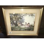A framed and glazed picture titled 'Mandolin Picnic'