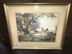 A framed and glazed picture titled 'Mandolin Picnic'