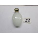 A rare Victorian milk glass scent/snuff bottle with silver cap, Thomas Northcote, London 1852.