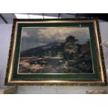 A large framed highland pastoral river and cattle scene