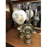 2 brass oil lamps