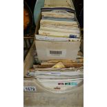 2 boxes of stamped envelopes, first day covers, letters etc.