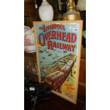 A framed and glazed Liverpool Overhead Railway poster.