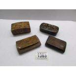 4 assorted snuff boxes.