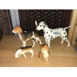 3 Beswick dogs and a Beswick cat.