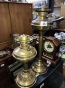 2 brass oil lamps