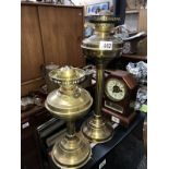 2 brass oil lamps