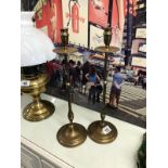 2 good slender brass candlesticks