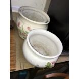 3 large porcelain jardiner pots