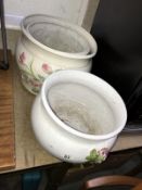 3 large porcelain jardiner pots