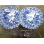 A pair of Cauldon blue and white Roman scene plates.