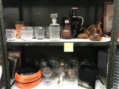 2 shelves of Breweriana including glasses, ice buckets etc.